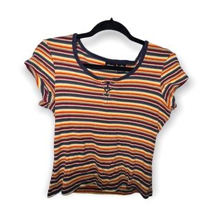 Xhilaration Short Sleeve Striped Tee Size Medium